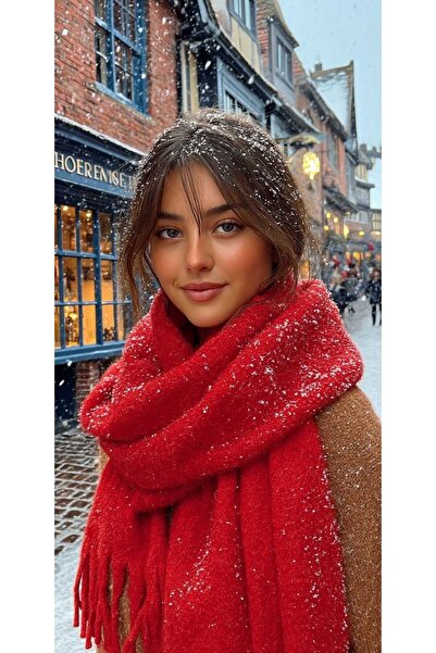 LAGRANZE Women's Soft Textured Loose Scarf Shawl Red