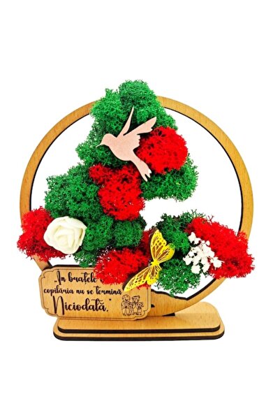 OEM Decorative Frame - Bonsai with Stabilized Moss and Decorative Accents (Message for Grandparents)