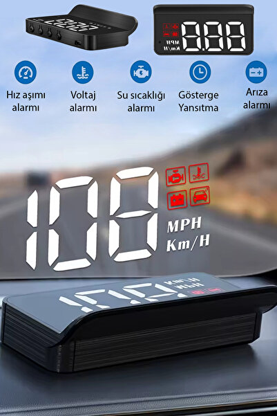 Ally M3 HUD OBD2 Head-Up Display Dijital Hız Göstergesi GPS Destekli OBD -Alarmlı Ön Cam Ekran Projektör