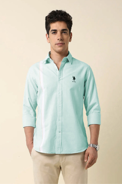 U.S. Polo Assn. Mens Cotton Vertical Striped Tailored Fit Shirt