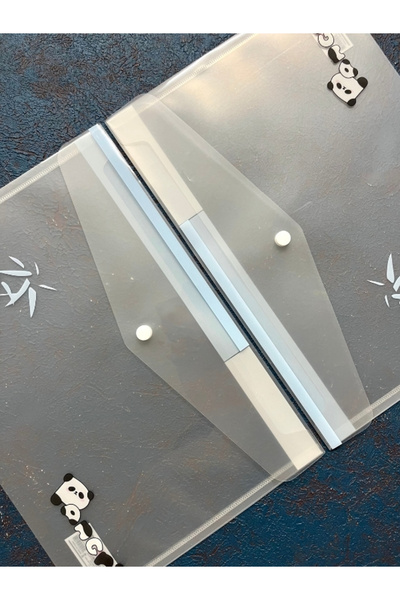 Kağıt Gemi Dükkan 2’li Şeffaf Tek Bölmeli Panda Desenli Çıtçıtlı Mavi A4 Dosy...