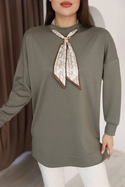 QBZ Fularli Oversize Modal Sweatshirt Tunic