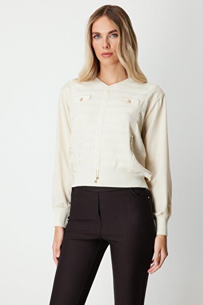 Onteks 66370 Sweater with Pocket Covers, Front Drawstring, V-Neck