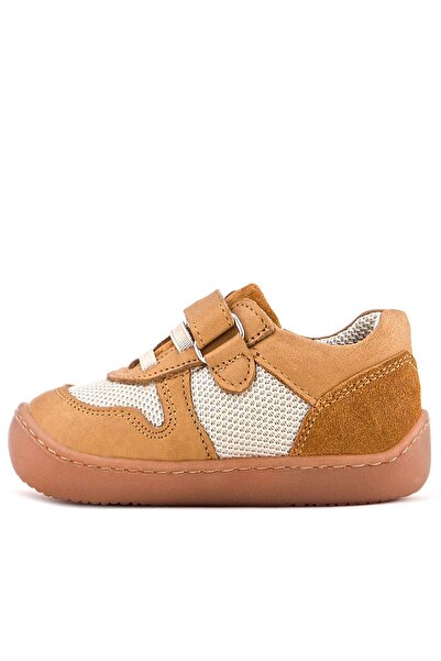 Rakerplus Bob Genuine Leather Tan Cream Barefoot Velcro Elastic Baby Sneaker Shoes