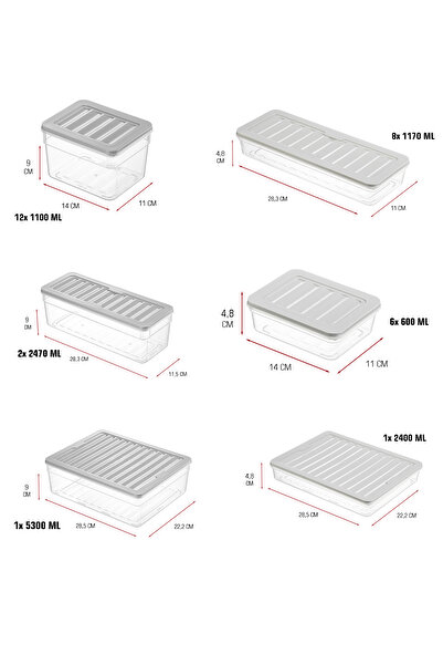 FİTHOME 26-Piece Refrigerator and Freezer Organizer Storage Containers 6 Different Sizes Microwave Safe Bpa Free