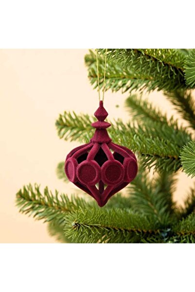 Ritzz Velvet Drop Shape Decorative Hanging Ornament 11 cm - Burgundy