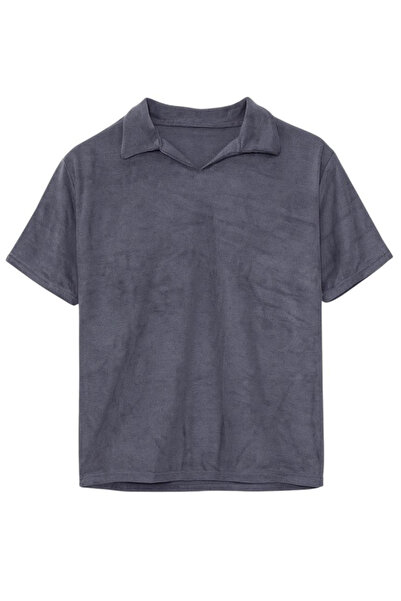 COCOPELLI Men's T-Shirt Set of 5 Oversized Polo Neck Basic Soft Textured T-Shirts Brown-Black-Khaki-Beige-Anthracite