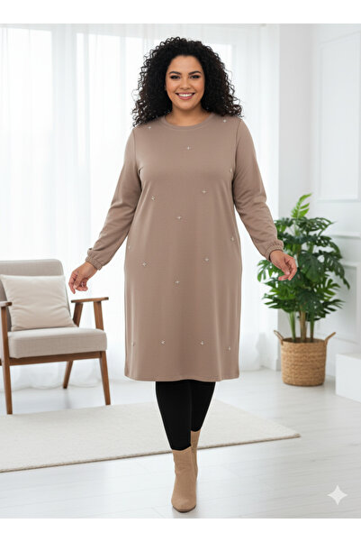 wishne BONCUK DETAYLI BÜYÜK BEDEN TESETTÜR TUNİK