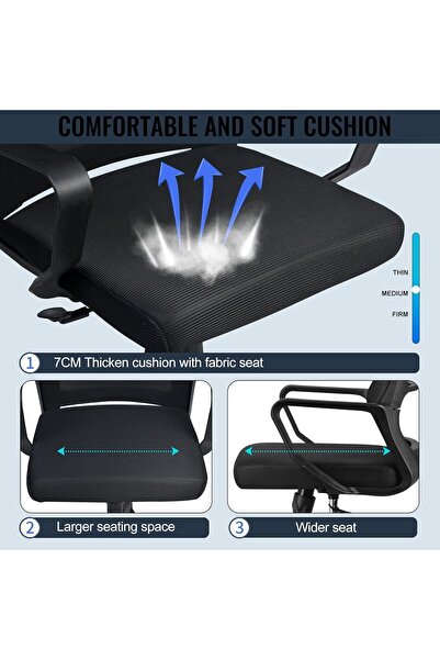 SKY TOUCH SKY-TOUCH Ergonomic Office Chair with Adjustable Headrest, Lumbar Support, Mesh Back, 60×60×131cm,