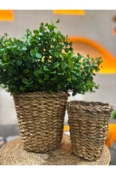 Ekodoğa 2'li Hasır Saksılık Örgü Vazo Çok Amaçlı 2'Lİ Set Örgü Sepet Dekorati...
