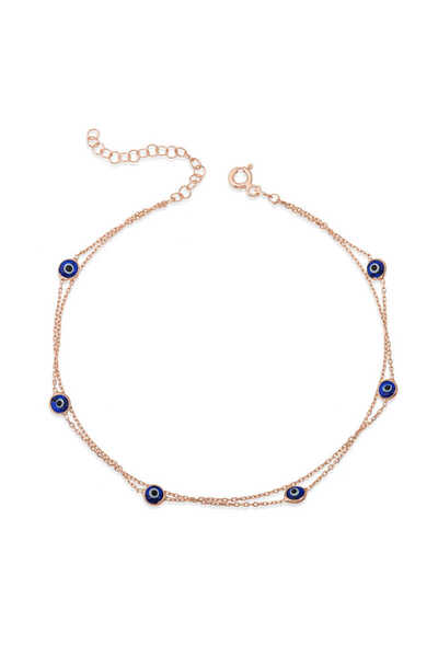 Generic Brand Women's Rose Double Chain Evil Eye Bracelet