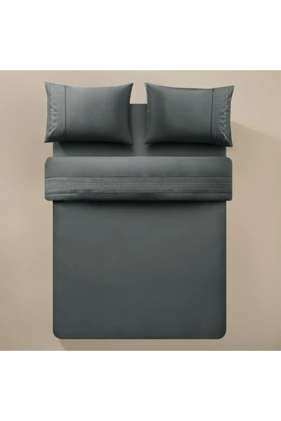 Penelope 100% Cotton Percale Duvet Cover Set 260X240 cm Anthracite - Juana Series