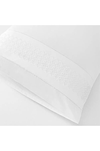 Penelope 100% Cotton Percale Duvet Cover Set 240X220 cm White - Juana Series