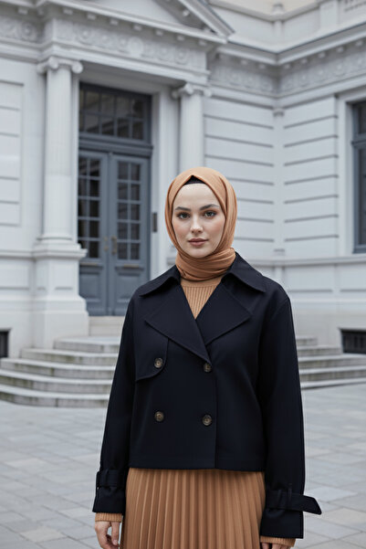 Zeneva Collection Siyah %100 Pamuk Gabardin Astarlı Oversize Geniş Kalıp Kadı...