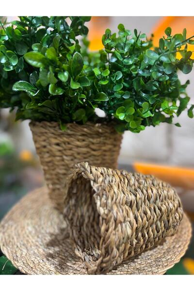 Ekodoğa 2'Li Küçük Hasır Saksılık Örgü Sepet Bahçe Dekorasyon Saksısı 13 Cm H...