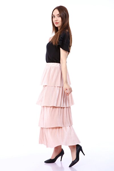 Asees Glittery Pleated 4-Layer Elastic Skirt