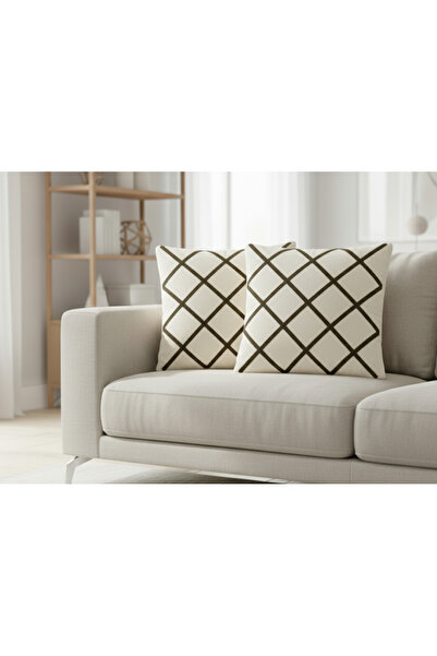 Destiva Home Κάλυμμα μαξιλαριού με γραμμικό σχέδιο με λεπτομέρεια Punch (2 τεμάχια) (42x42 cm)