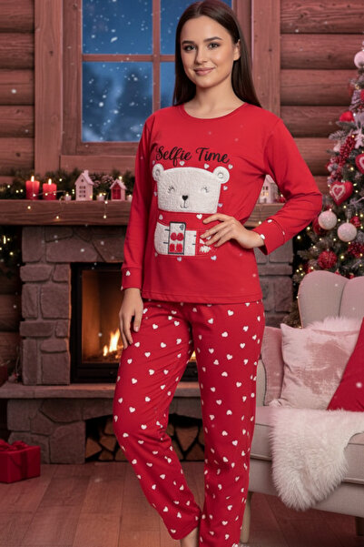 ELİTOL New Year's Cotton- Stretch Fabric Women's Pajama Set