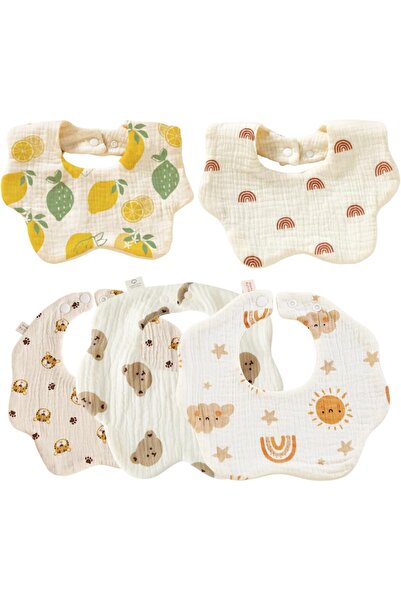 SKY TOUCH SKY-TOUCH Muslin Baby Drooling Bibs 5 Pack, 100% Cotton Soft Absorbent Bandana Bibs with Adjustable