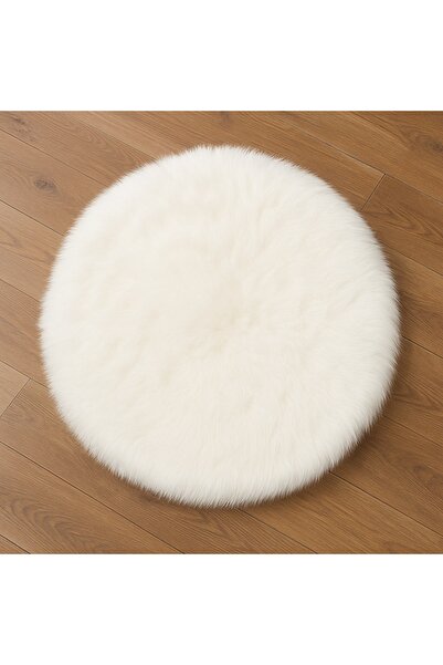 Biki Round Fluffy Rug 94×94cm – Soft Fuzzy Circle Fur Carpet for Bedroom & Living Room