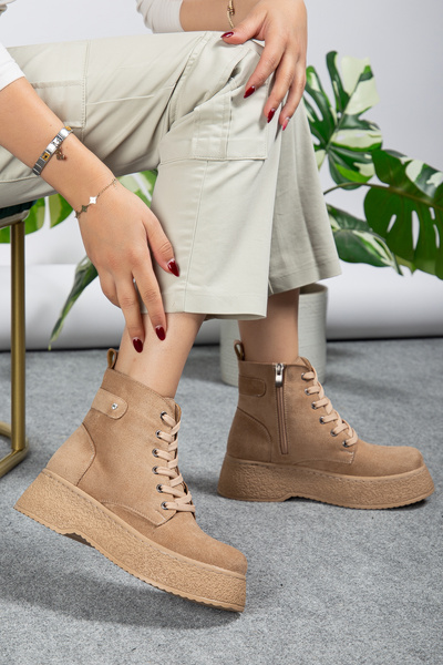 Mc vay Shoes 014 Women's Stoned Lace-Up and Zippered Boots