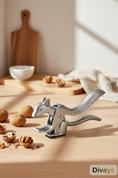 DİVAYS Luxury Squirrel Shaped Metal Nutcracker Tool for Almonds Walnuts Hazelnuts