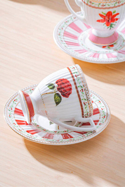 ACAR Fienne 6 Kişilik Porselen Kahve Fincan Takımı - 90 ml