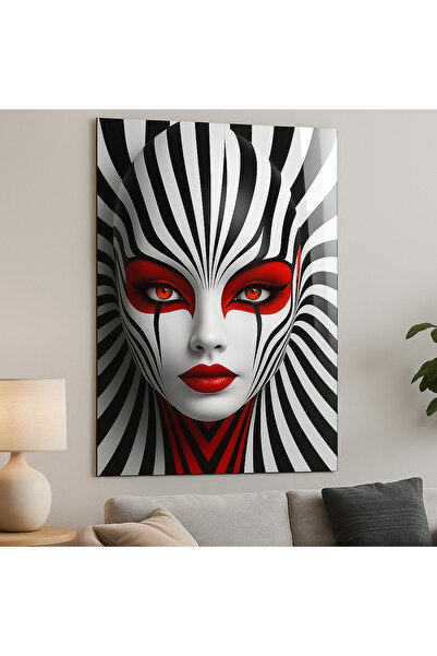 BLT DİZAYN Optical Illusion Stylized Face Design Glass Painting – Premium Wall Decor