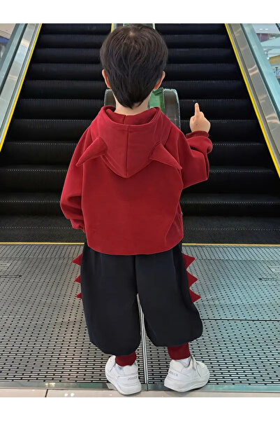 Keywest Children's Drew Printed Ear Detailed Oversized Hooded Sweatshirt Tracksuit