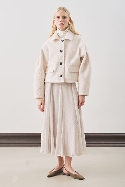 Manuka Plaid Patterned Flawed Skirt Ecru