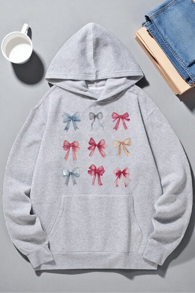 uyguntarz Unisex Colorful Ribbon Printed Hooded Sweatshirt