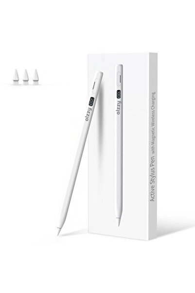 alzzy Stylus Pen for iPad 2018–2025, Wireless Charging, Fast Charging, Magnetic, White