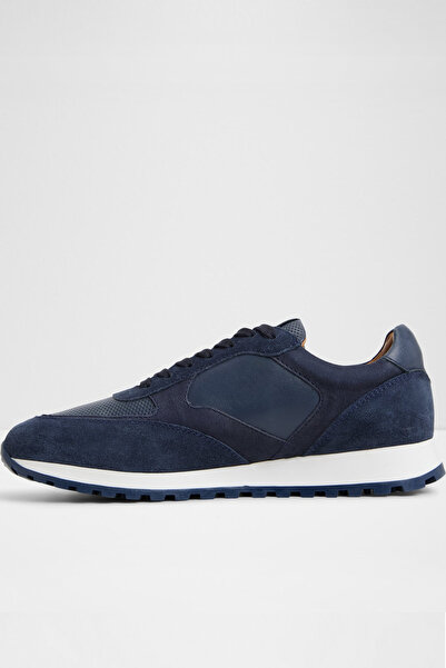 Aldo Gordo - Men's Navy Blue Genuine Leather Lace-Up Sneaker