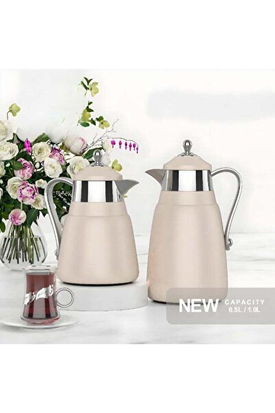 REFAN Thermal Dallah Set, Matte Beige, Luxury Stainless Steel – 0.5L & 1L