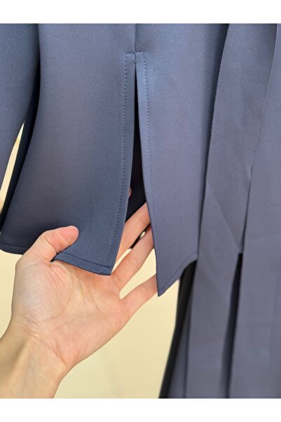 MİHRA STORE Filiana Tie-Up Skuba Skirted Suit-Mt8577 Navy Blue