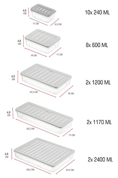 FİTHOME 24-Piece Shallow Refrigerator and Freezer Organizer Storage Container Set Microwave Safe Bpa Free