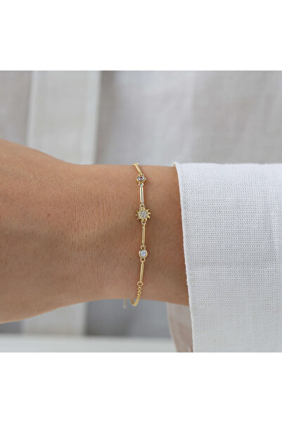 NİSERAJEWELLERY Nisera Minimal Güneş Altın Bileklik
