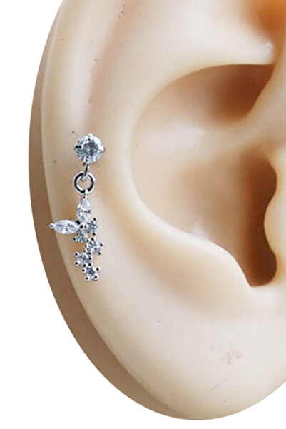 Cadının Dükkanı Zirkon Taşlı Kelebek Sallantılı 316L Çelik Helix Tragus Kıkır...