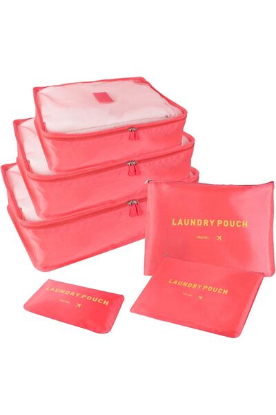 SKY TOUCH SKY-TOUCH 6-Piece Travel Luggage Organizer Set, Watermelon Red