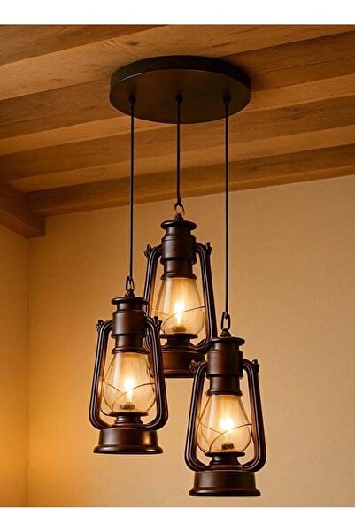 genernic ثريا كلاسيكية معلقة على شكل فانوس - قاعدة E27 - تصميم بثلاثة فوانيس