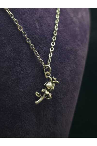 sarıyer silver Rose Flower Figured Steel Women's Necklace Rose Pendant Vintage Daily Use