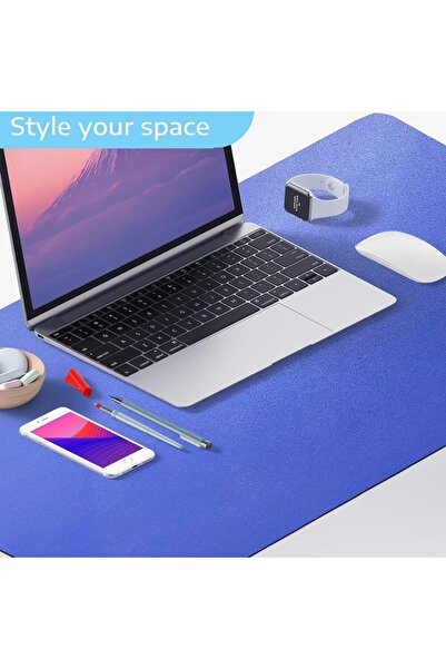 SKY TOUCH SKY-TOUCH Mouse Pad 80x40cm PU Leather Extended Gaming Desk Mat (Blue/Yellow)