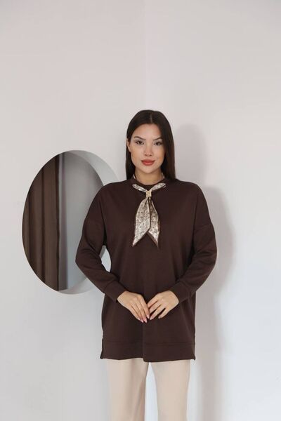 QBZ Fularli Oversize Modal Sweatshirt Tunic