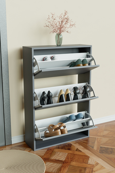 Hediyeler Kapında 3 Bölmeli Liovian Düşer Kapak Ayakkabılık