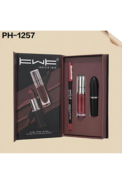KWK Long-lasting lipstick set + lip gloss + lip liner PH-1257