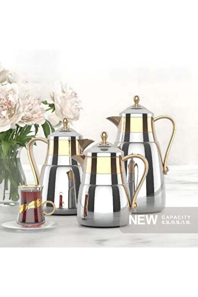 REFAN Luxury Dallah Set - Gold Stainless Steel - Sizes 1 L / 0.5 L / 0.3 L