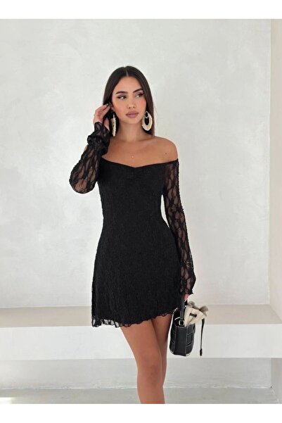 Ekim Store Omzu Açık Dantel Elbise