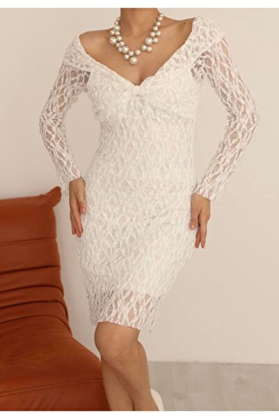 rose tml giyim Women's White Lace Dress Elegant Party Dress