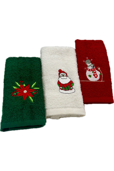 ValleRossa Deluxe Set of 3 Kitchen Towels Christmas Snowman 30x50cm 100% Cotton