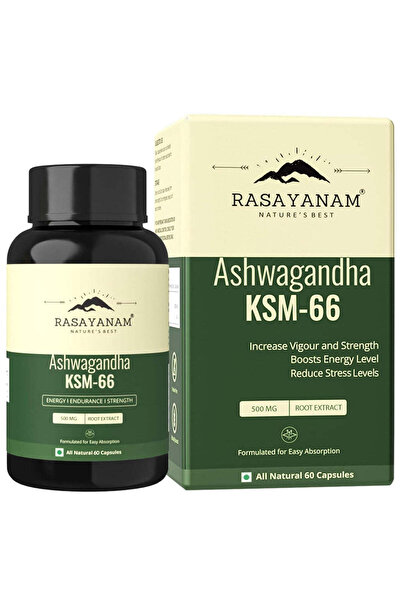 Rasaynam Rasayanam Ashwagandha KSM 66 500 mg 60 Capsules